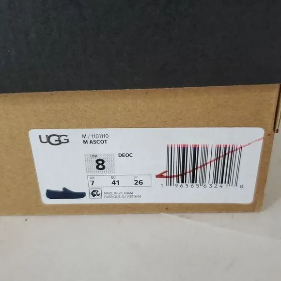UGG Ascot Slipper Deep Ocean Suede Wool Comfort Loafer Men's US 8/ EU 41 NIB